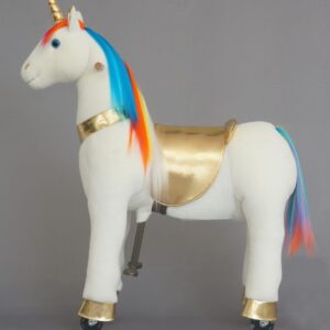 einhorn spielpferd auf rollen xxl gold lenkbar