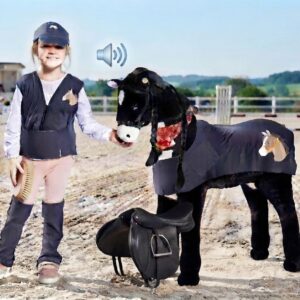 spielpferd stehpferd xxl großes set mit echtem sattel black (amadeus) viel zubehör