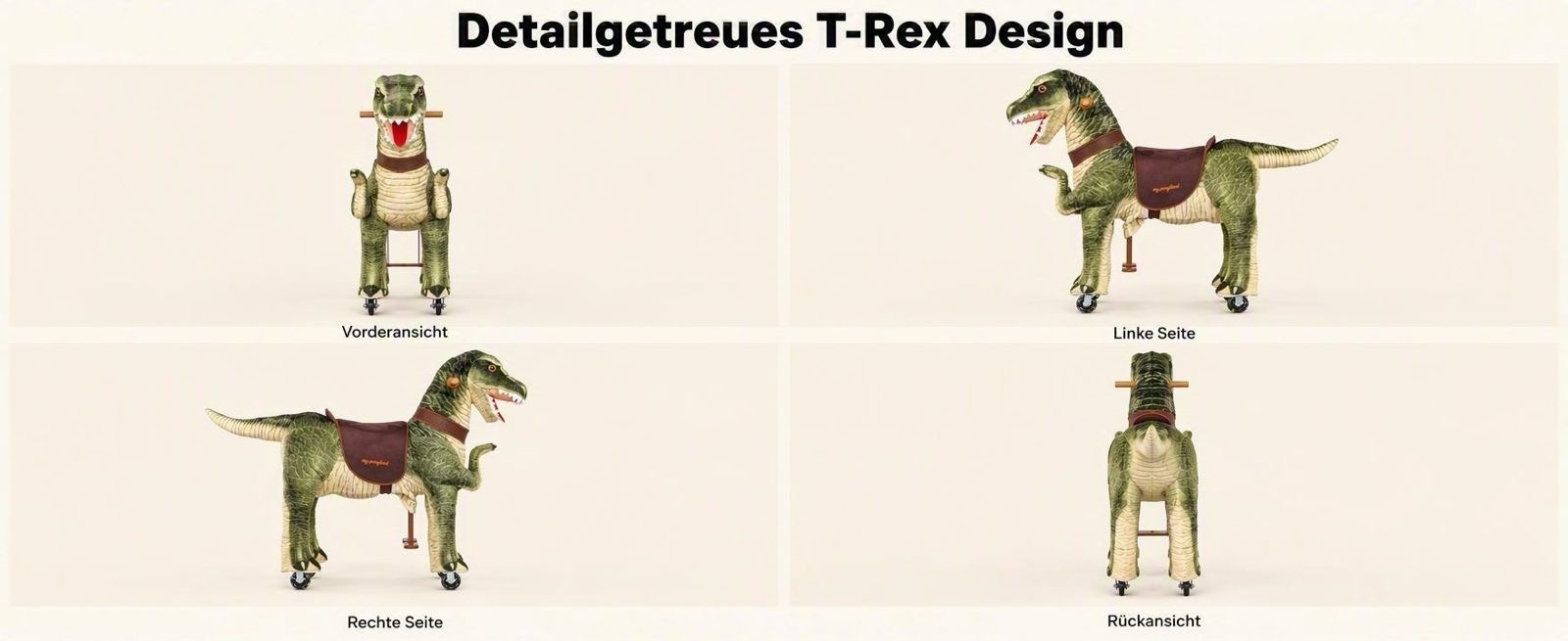 dinosaurier auf rollen xxl (reiten + lenken) mit sound
