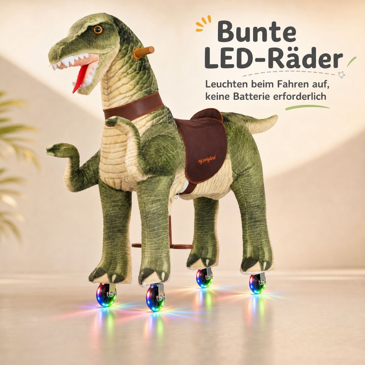 dinosaurier auf rollen xxl (reiten + lenken) mit sound