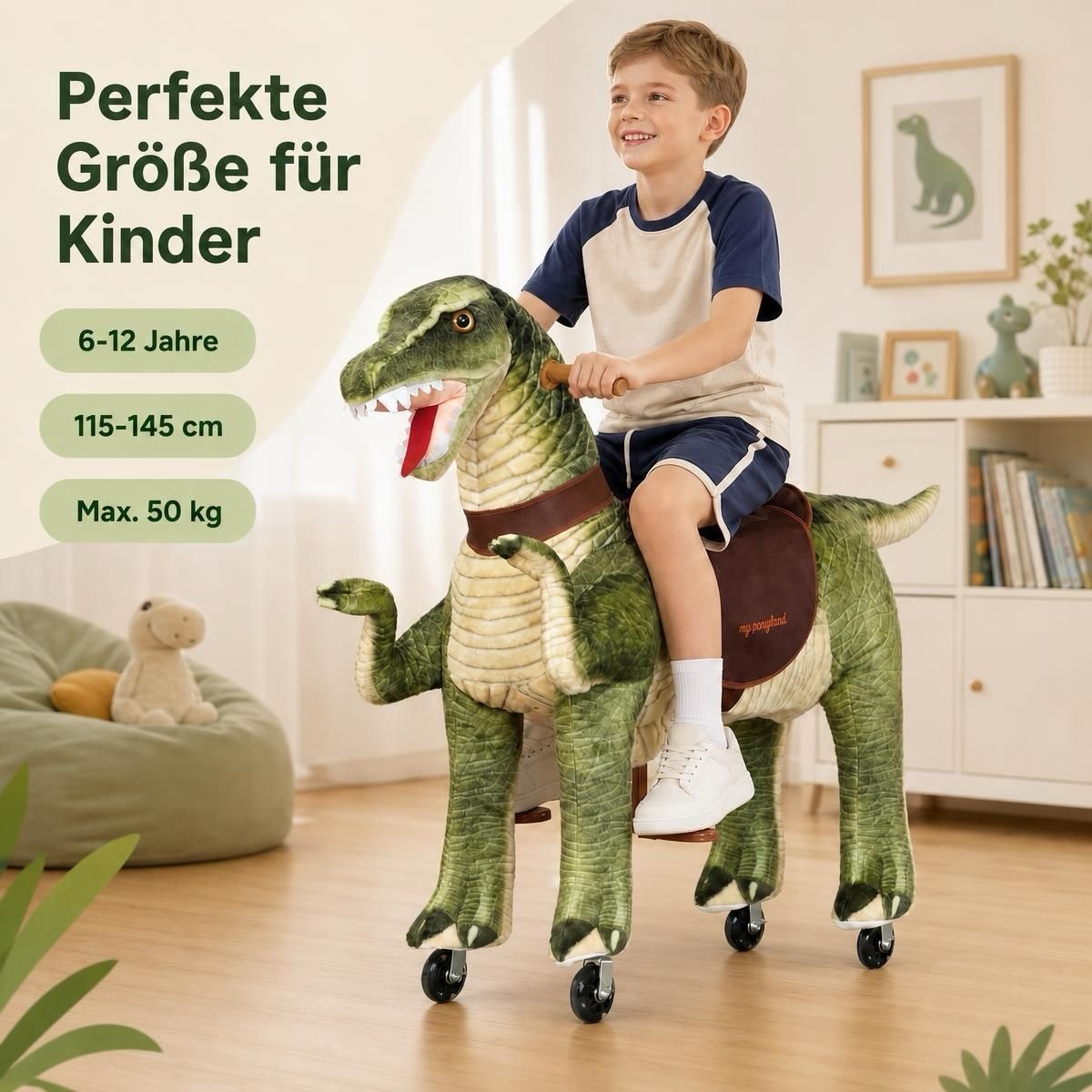 dinosaurier auf rollen xxl (reiten + lenken) mit sound
